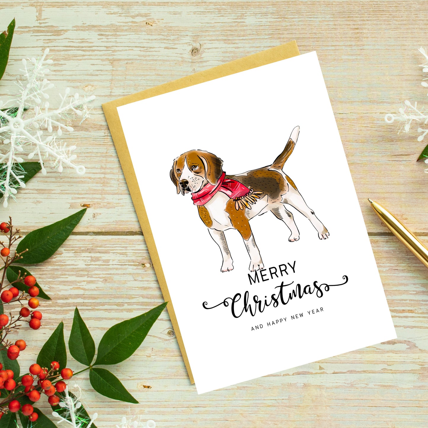 Beagle Dog Christmas Card