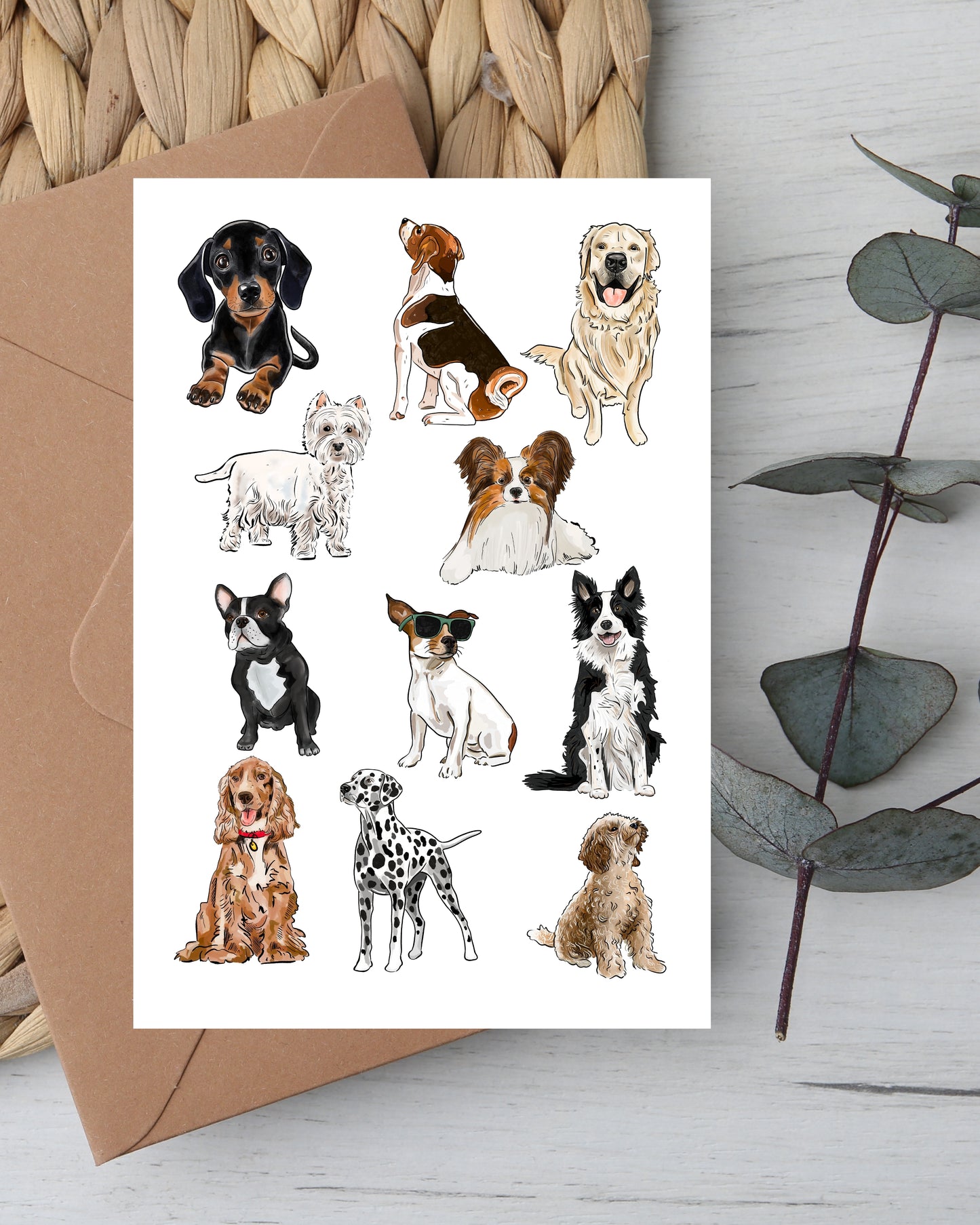 Mixed Breed Dog Greetings Card
