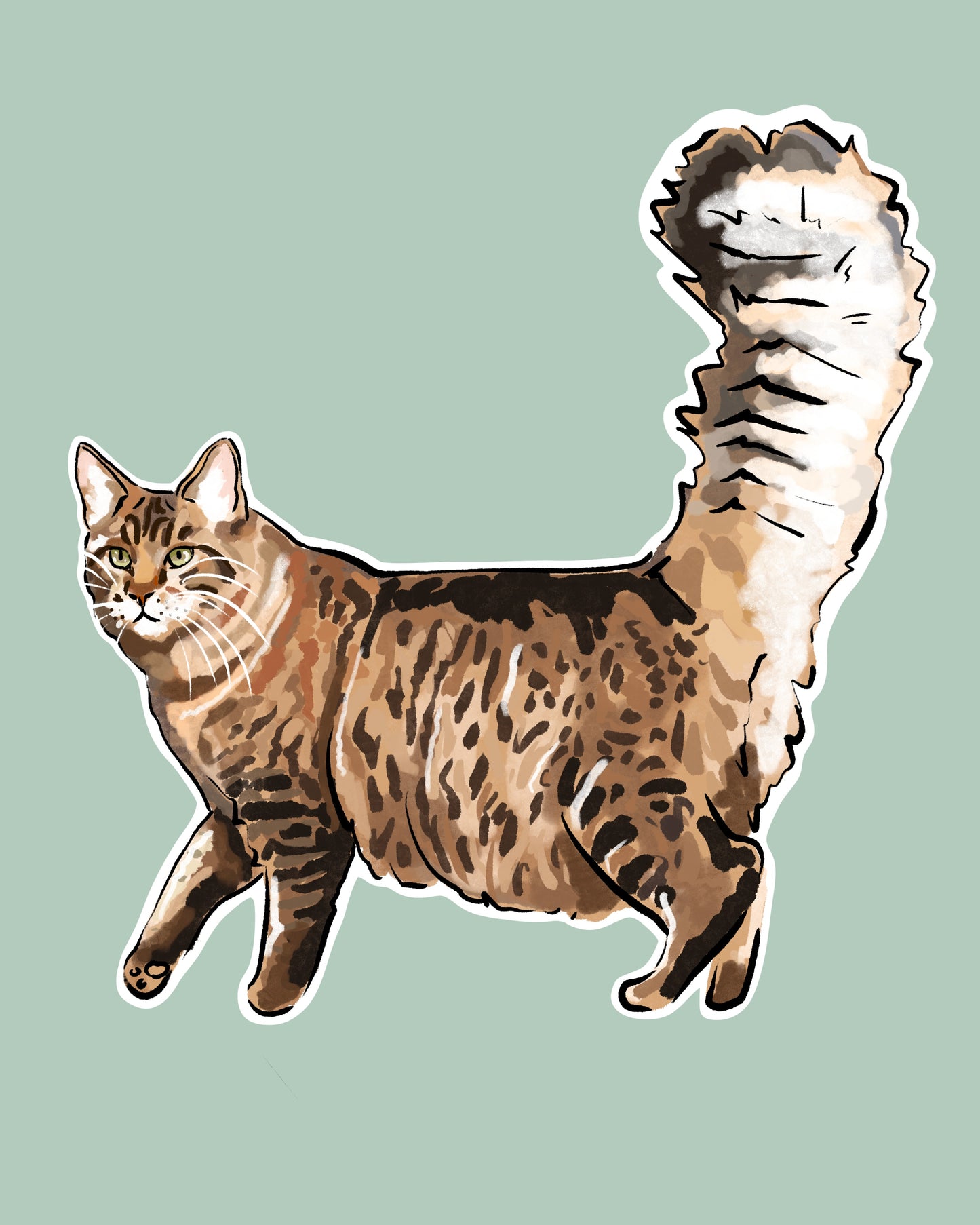 Fluffy cat walking sticker