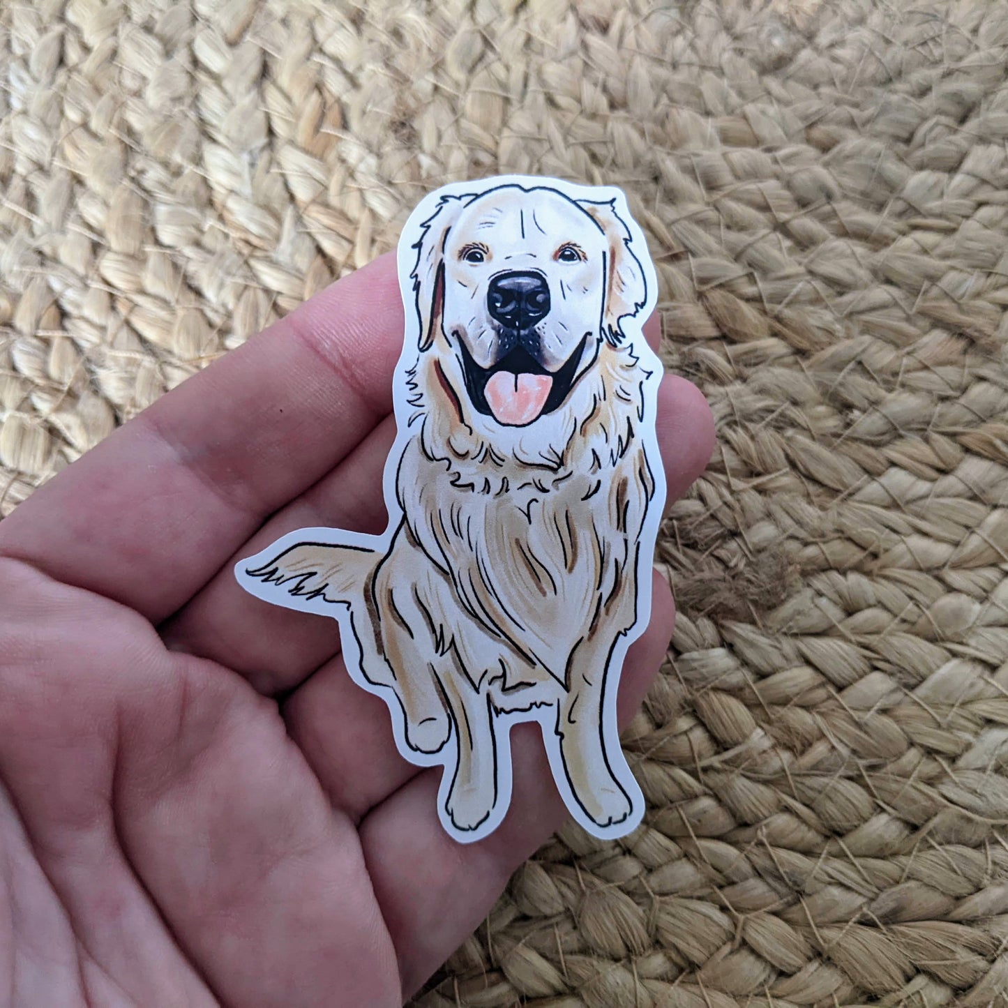 Glossy Golden Retriever Sticker - 8cm Tall - Happy Paws Collection