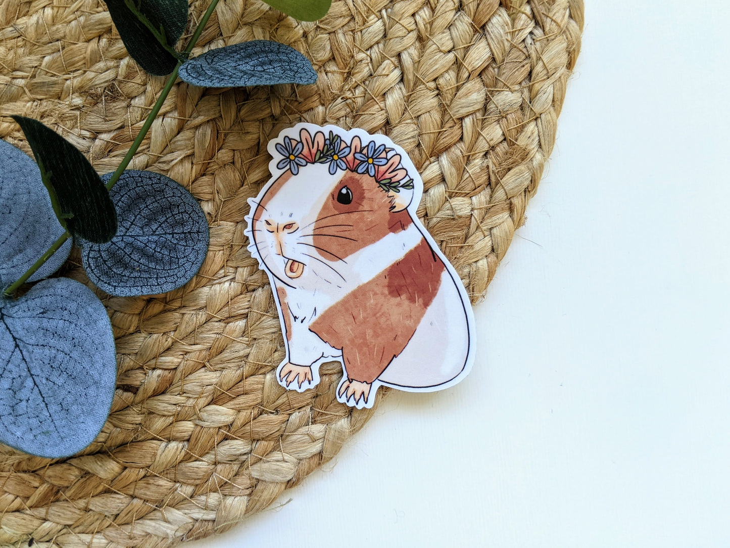 Guinea Pig Floral Headband Sticker