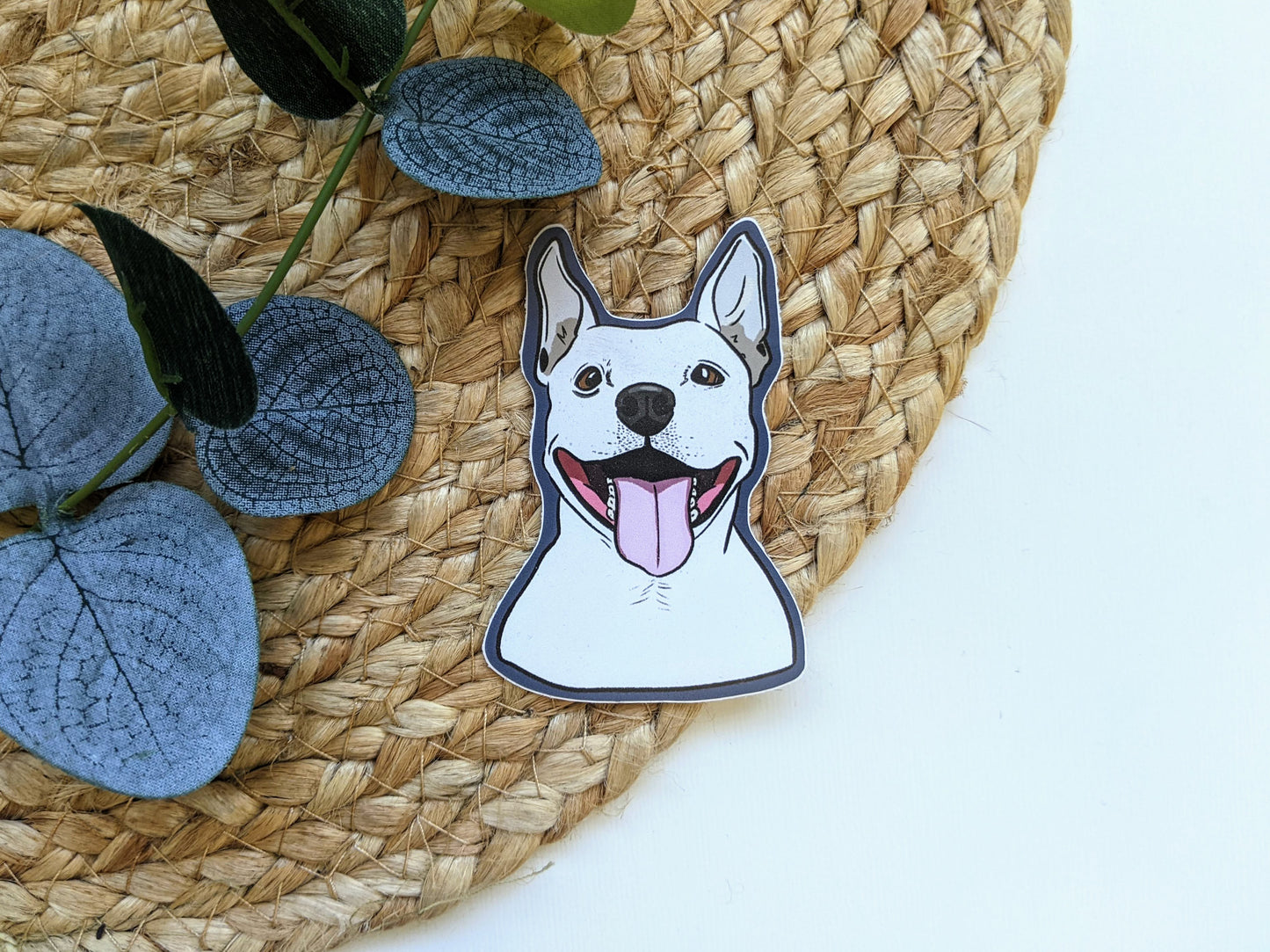 White Staffordshire Terrier Die Cut Sticker