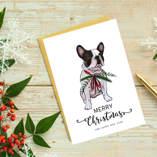 Boston Terrier in Jumper Sweater Christmas Card