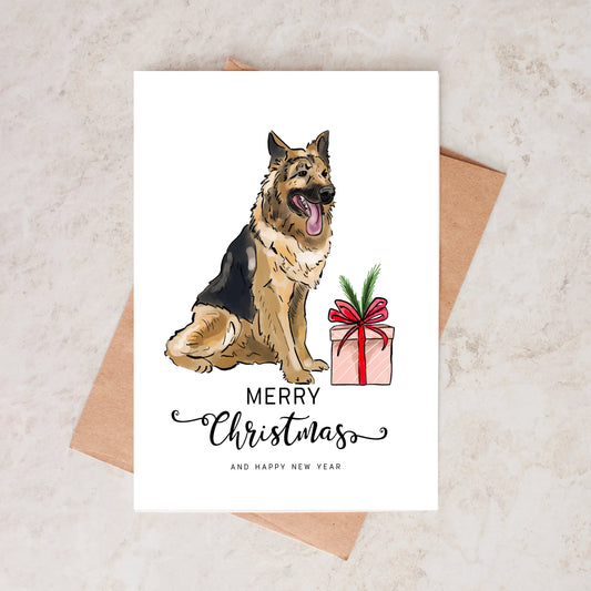 German Sheppard, Alsatian Christmas Card