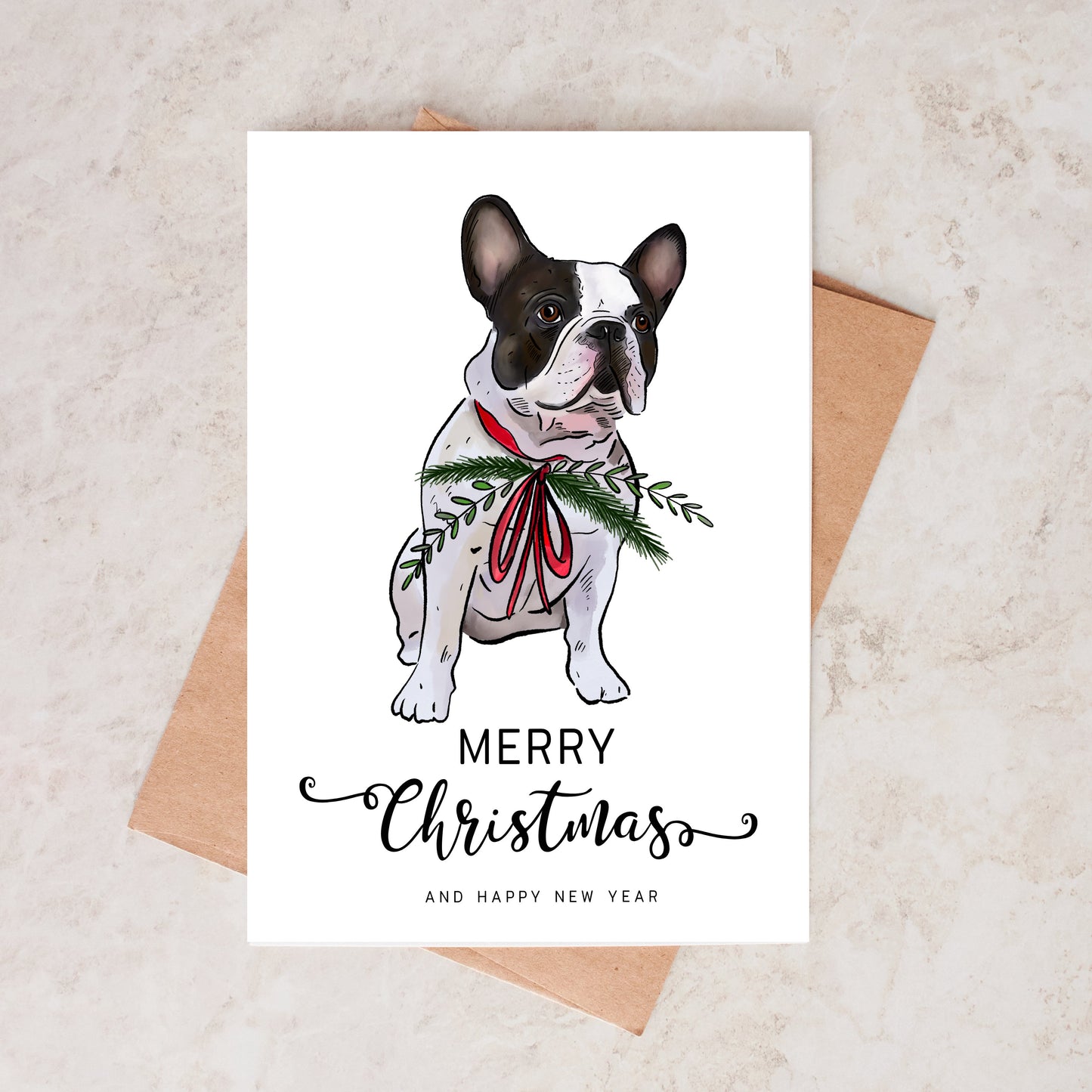 Boston Terrier in Jumper Sweater Christmas Card