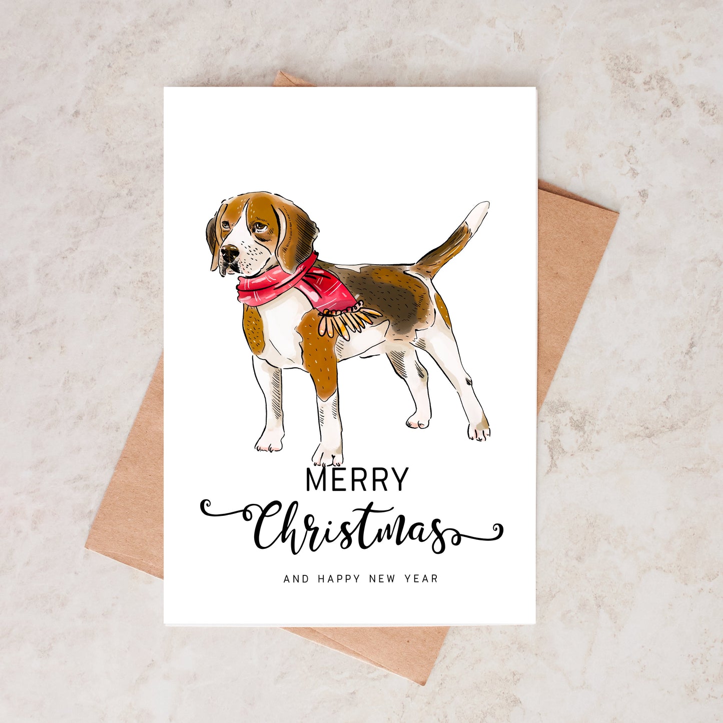 Beagle Dog Christmas Card