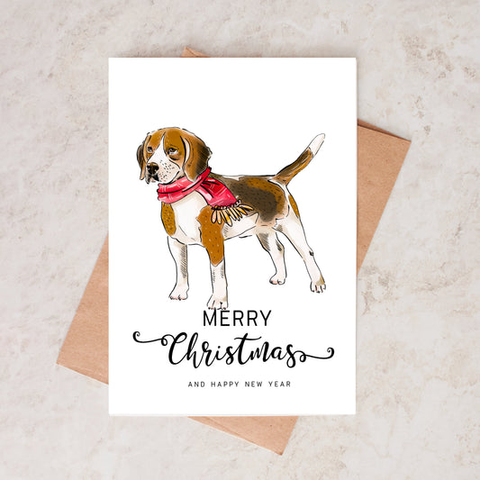 Beagle Dog Christmas Card