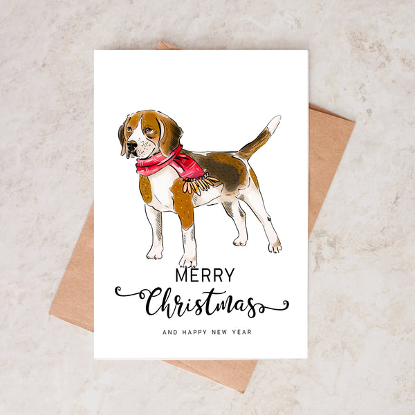 Beagle Dog Christmas Card