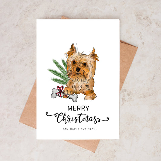Yorkshire Terrier Yorkie Christmas Card
