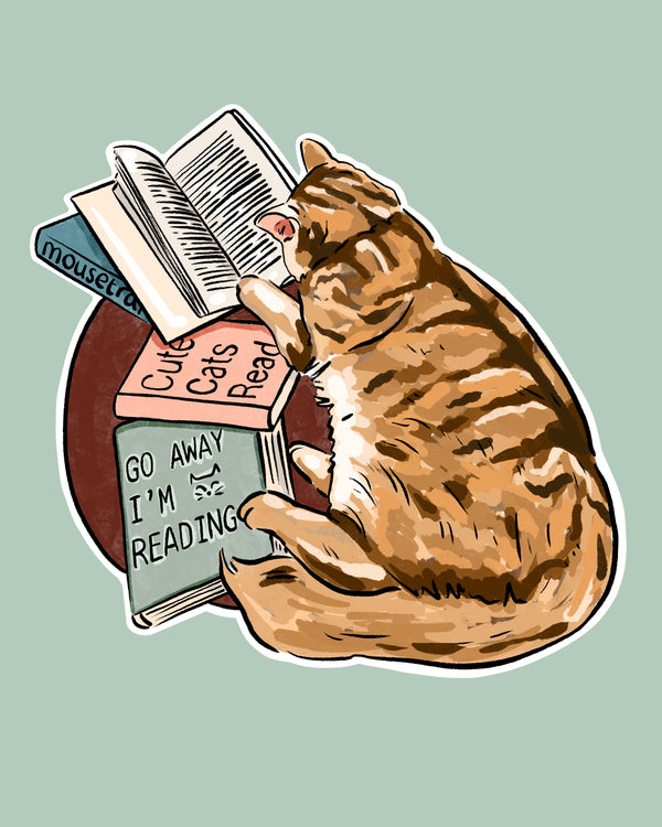 Go away I'm reading cat sticker books