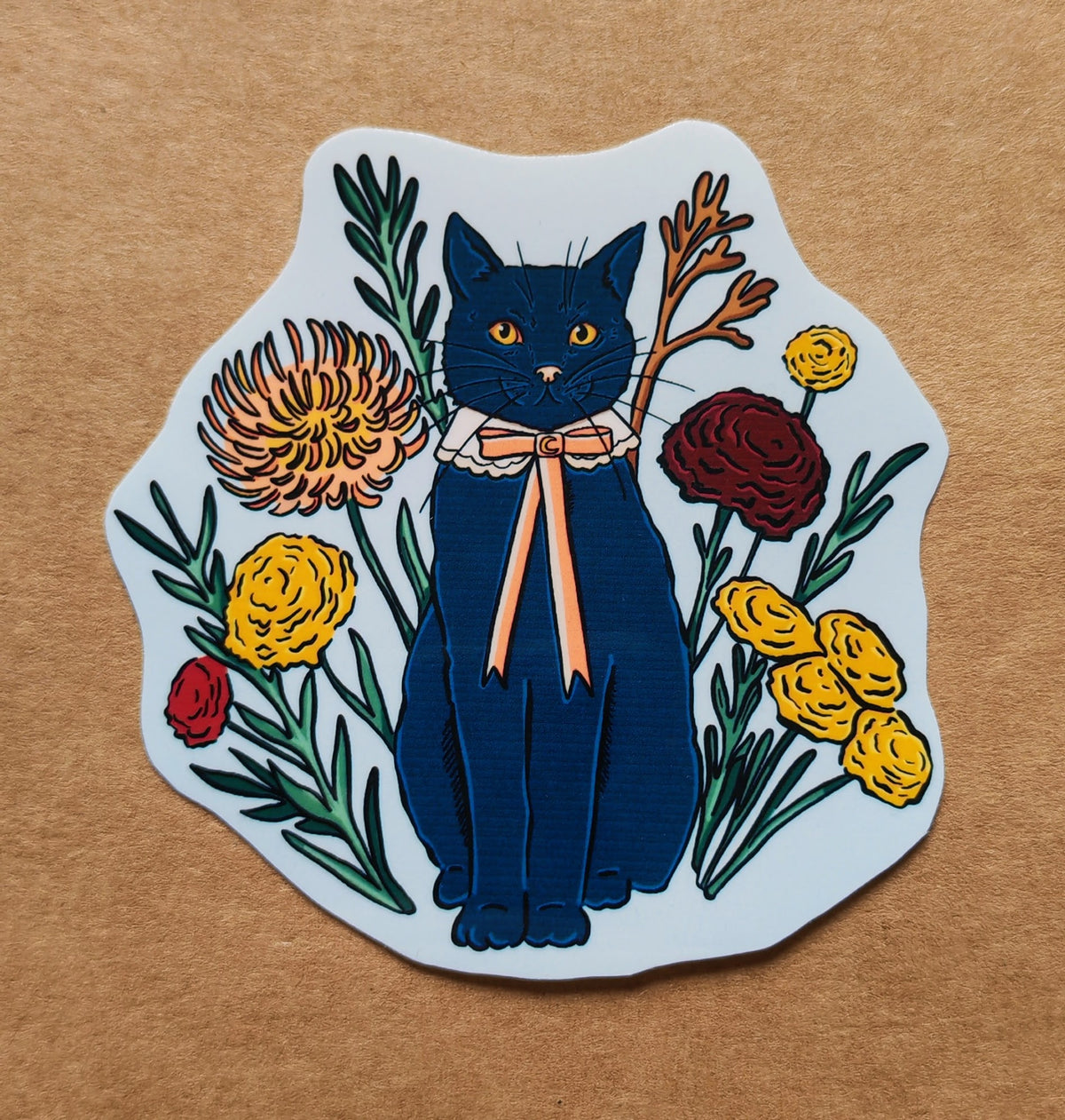 Cat with necktie - autumn fall sticker