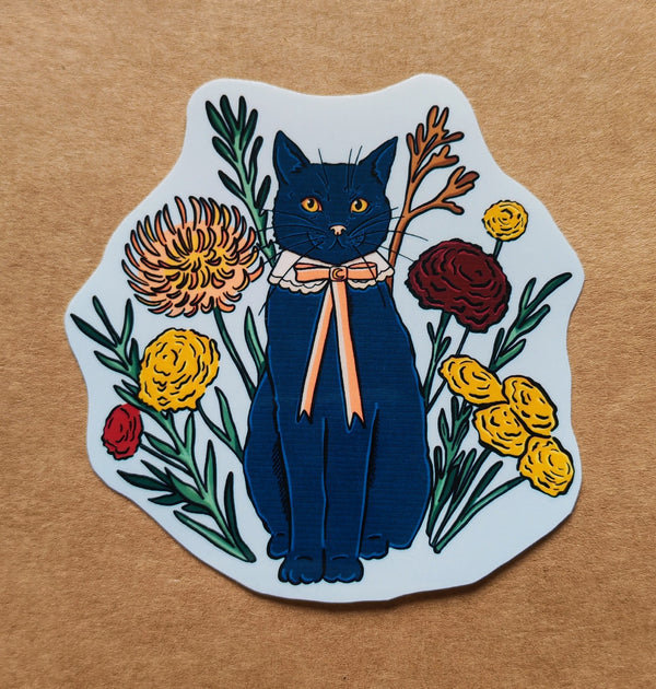 Cat with necktie - autumn fall sticker