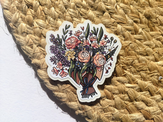 Flower Bouquet Sticker - pretty floral sticker gift