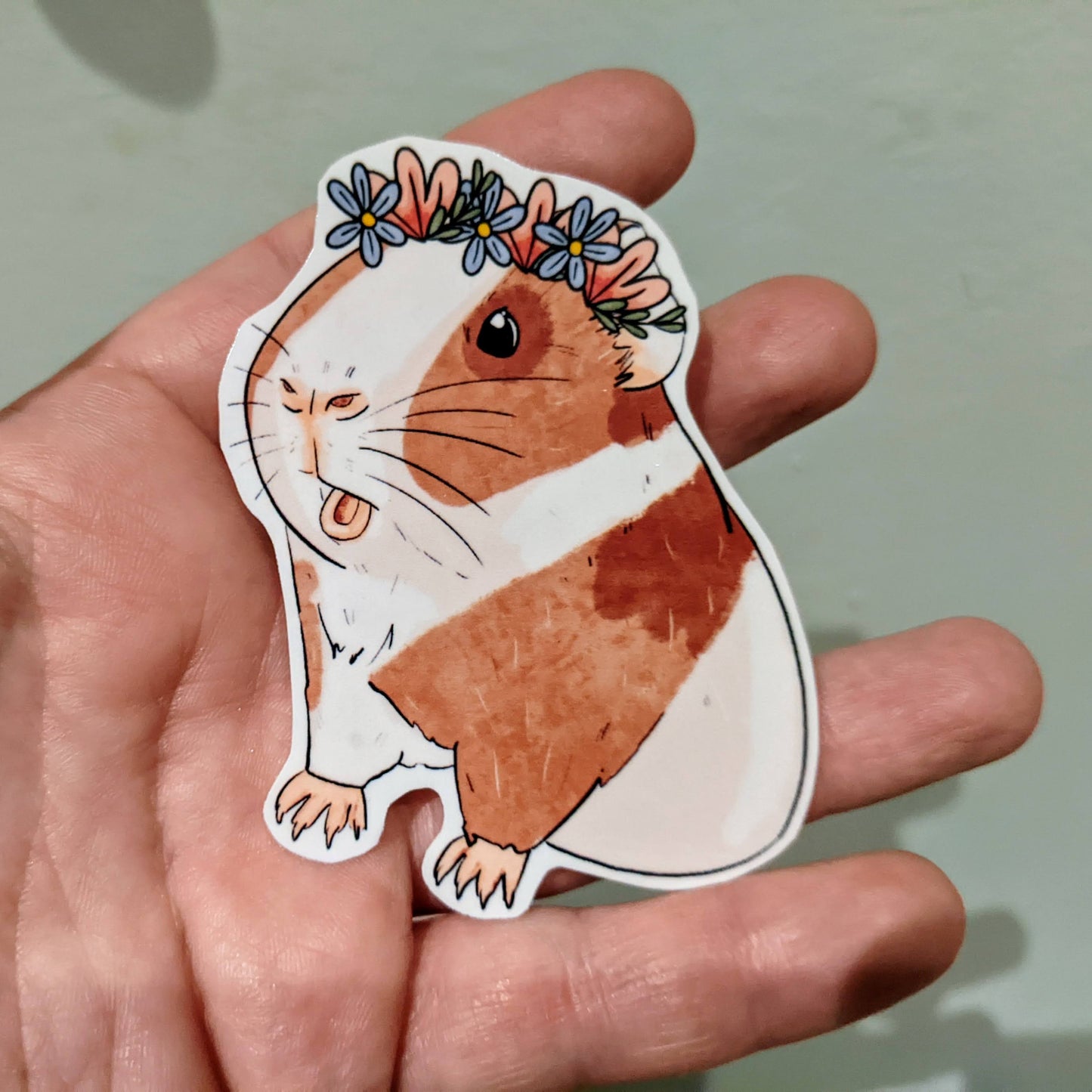 Guinea Pig Floral Headband Sticker