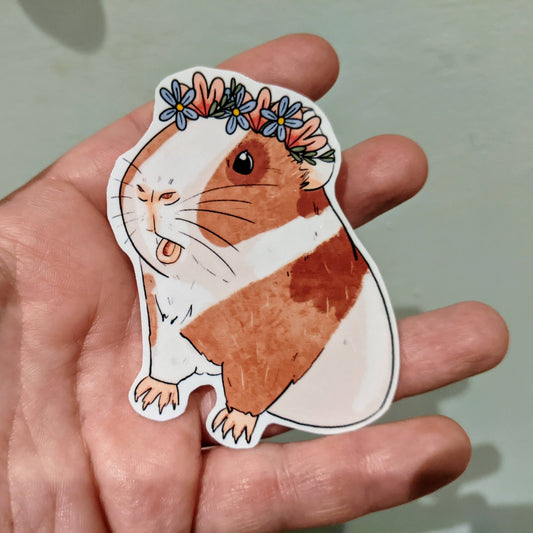 Guinea Pig Floral Headband Sticker