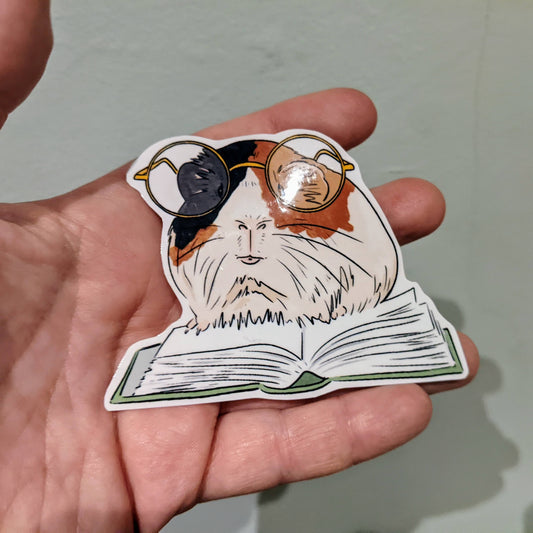 Guinea Pig With Book Sticker
