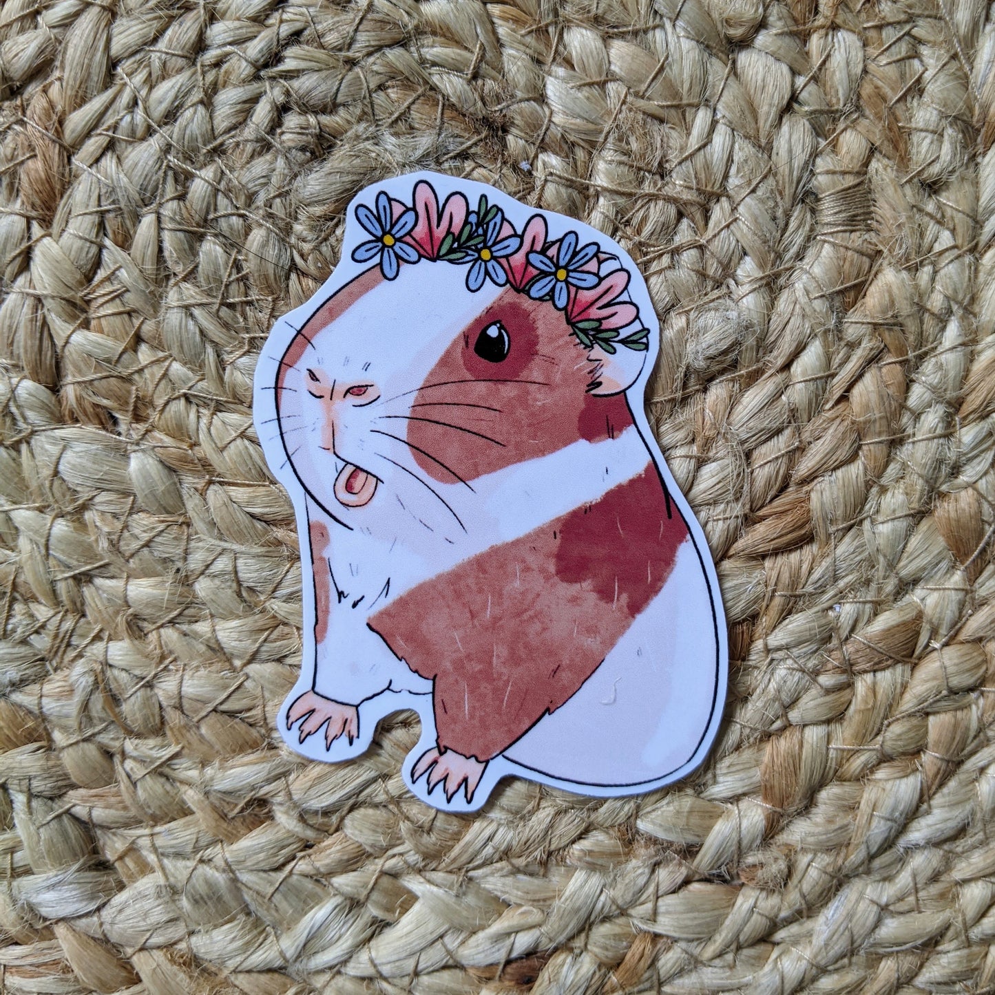 Guinea Pig Floral Headband Sticker