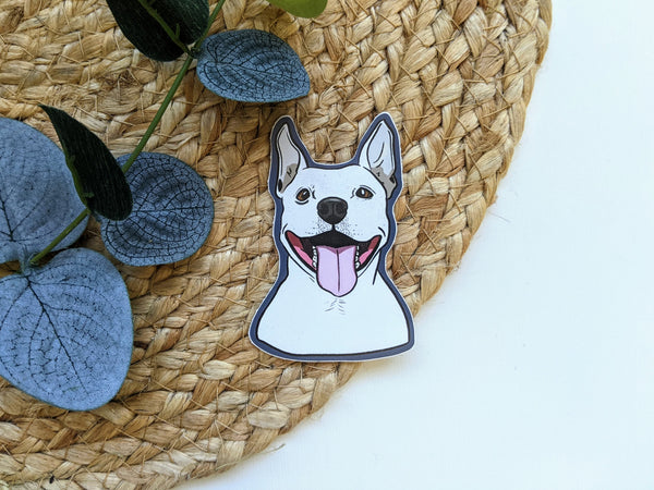 White Staffordshire Terrier Die Cut Sticker
